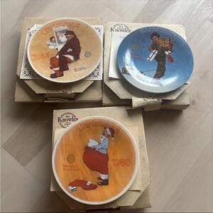 set of 3 vintage Norman Rockwell christmas
plated with COA's